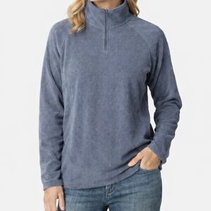 Columbia XXL Blue Gray Microfleece Quarter Zip Pullover Women's Hiking Outdoor